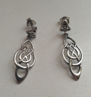 Marked sterling silver stud earrings in nice condition with an openwork Celtic pattern dangle