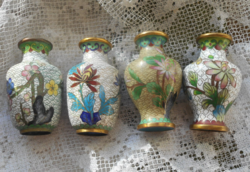 4 antique fire enamel cloisonné copper vases together 8 cm (3000/piece)