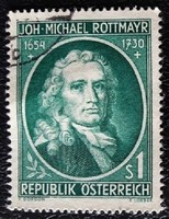 A1007p / austria 1954 michael rottmayer von rosenbrunn painter stamp sealed