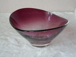 Molded glass bowl, table center, offering (purple)