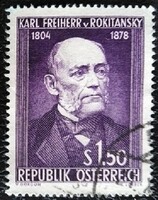 A997p / austria 1954 baron karl freiherr von rokitansky stamp sealed