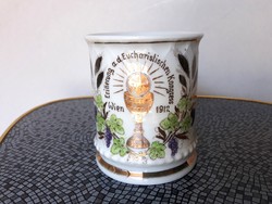 Vienna 1912 Eucharistic Congress, antique Art Nouveau commemorative mug