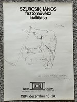 János Szurcsik painter exhibition poster 1984 autographed