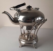 Antique alpaca tea warmer, with stand, spirit burner, marked
