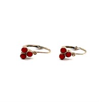 0178. Old girl's earrings with red stone