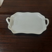 Fehér Herendi porcelán nyolcszög alakú füles kínáló tál, tálca