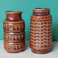 Vintage scheurich German ceramic vases with Inca motif