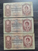 50 pengő 1932 VG 3db