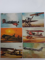 Set of 6 retro airplane postcards. 1.