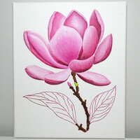 3D Textured Magnolia Canvas Painting, Handmade, Hand Painted Special Canvas Painting