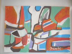 An abstract painting by Józef Bánfi, also known in Western Europe