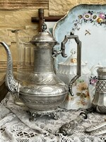 Gyönyörű antik ezüstözött teáskanna