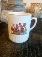 Zsolnay tale/folk scene mug