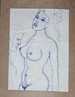 Gyula Hornyánszky: erotic, humorous drawing