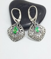 Silver earrings with swarovski crystal, antique