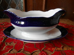 Zsolnay pompadour sauce bowl with base glaze
