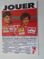 D203311 form 1 - ferrari - alain prost / jean alesi - 1991 on advertising postcard