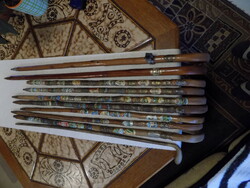 Antique tourist poles 9 pieces with a total of 145 stick labels 1, 7, 25, 26, 31, 6, 32, 16, 1