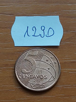Brazil brasil 5 centavos 2015 steel copper joaquim josé da silva xavier 1290