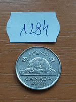 Canada 5 cents 2009 beaver, ii. Elizabeth, steel nickel 1284