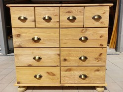 A 10-drawer pine chest of drawers for sale. Furniture is in beautiful, new condition. The dresser is natural, not varnished