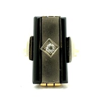 Art deco ring with onyx and diamond