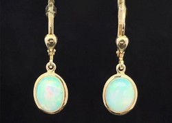 Fabulous terra opal/ Australian noble opal gemstone, sterling silver earrings 14k gold plated/925/ - new