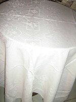 Beautiful baroque patterned white antique damask tablecloth