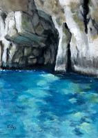 Blue cave - a/4 size - acrylic painting