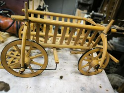 Beautiful carved wooden cart, hand-carved.