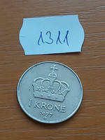 Norway 1 kroner 1977 copper-nickel, v. King Olav 1311