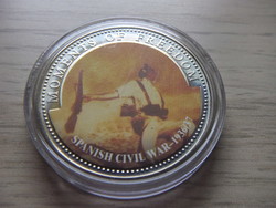 10 Dollars of the Spanish Civil War ( 1936 - 1937 ) Liberia 2001 in a sealed capsule