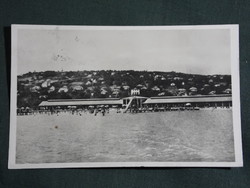 Képeslap,Balatonalmádi,strandfürdő látkép, részlet,1944
