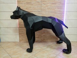 Polygonal pitbull dog sculpture