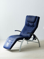 Dark blue de sede leather reclining chair from Switzerland