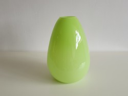 Retro nagy méretű 30 cm vastagfalú zöld üvegváza üveg váza