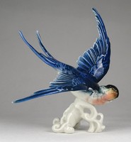 1R658 Régi gyönyörű ENS porcelán kék fecske