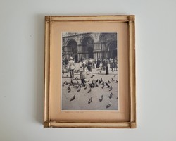 Régi fotó art deco üvegezett keretben Velence