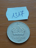 Norway 1 kroner 1983 copper-nickel, v. King Olav 1317