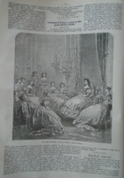 D203394 p140 Erzsébet krályné (Sissy) magyar hölgyekkel, Buda- fametszet és cikk-1866-os újság lapja