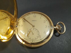 Német,Germany Alpina Pocket Watch Tripla Fedeles 50 Mikron/Gold Dublé/ Aranyozott Zsebóra.