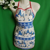 New, custom-made Christmas elf patterned cotton kitchen apron with red edge