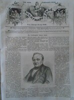 D203377 Dr. Seeburger János báró - Kalocsa - Bécs Neubau fametszet és cikk-1866-os újság címlapja