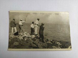 Old postcard Balaton fishing