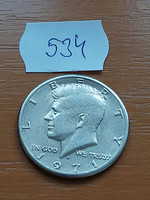 USA 50 CENT 1/2 DOLLÁR 1971 / D, Half Dollár, John F. Kennedy   534
