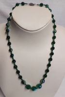 Old beautiful condition shiny green actor polished Czech crystal necklace with jewel switch