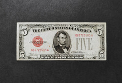 Rare, cutting defect! US $5 1928, f+.
