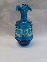 Vintage Mary Gregory kék üveg váza