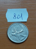 Canada 25 cents 1976 ii. Queen Elizabeth, nickel, reindeer (caribou) 801