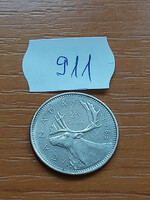 Canada 25 cents 1985 ii. Queen Elizabeth, reindeer (caribou) 911